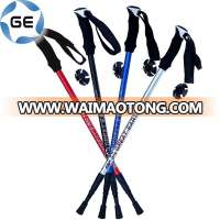 High Quality EVA Grip 3 Sections Telescopic Trekking Pole Outdoor Walking Alpenstock Aluminium Alloy Hiking Stick China