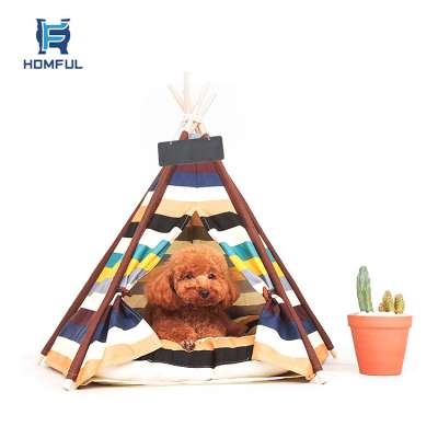 HOMFUL Teepee Dog Pet Bed Cotton Portable Pet Tent & House